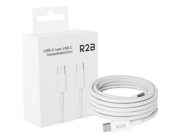 R2B 2 Meter Weißes USB-C zu USB-C Kabel