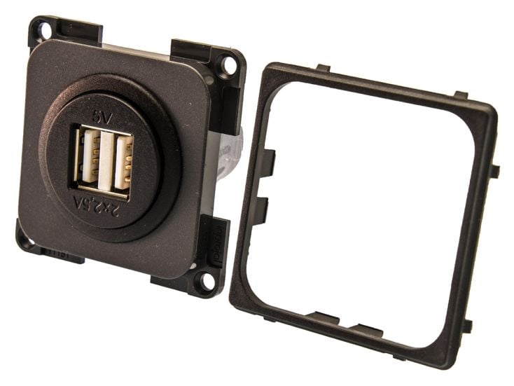BBA doppelte graue USB Einbausteckdose