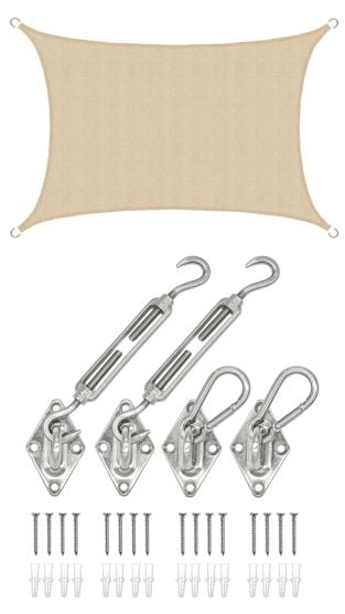 AMANKA 3 x 2 atmungsaktives UV Sonnensegel - Beige