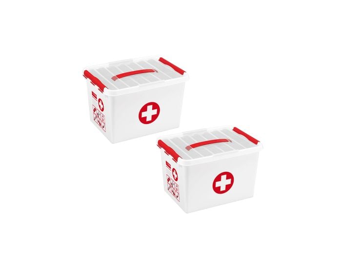Q-line Erste-Hilfe Aufbewahrungsbox mit Einsatz 22L weiß rot