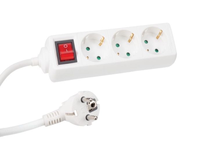 Perel EB3S-G 3-fach Steckdosenleiste mit Schalter - 1,5 Meter