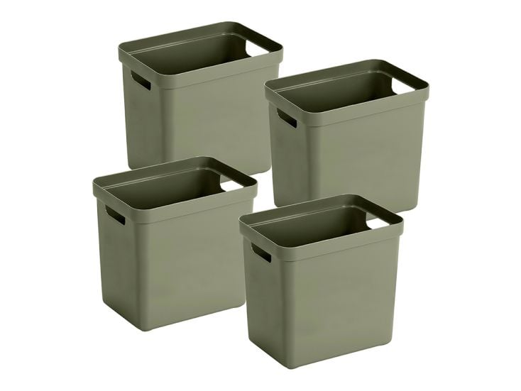 Sunware Sigma home 4er-Set 25L Aufbewahrungsbox - dunkel grün