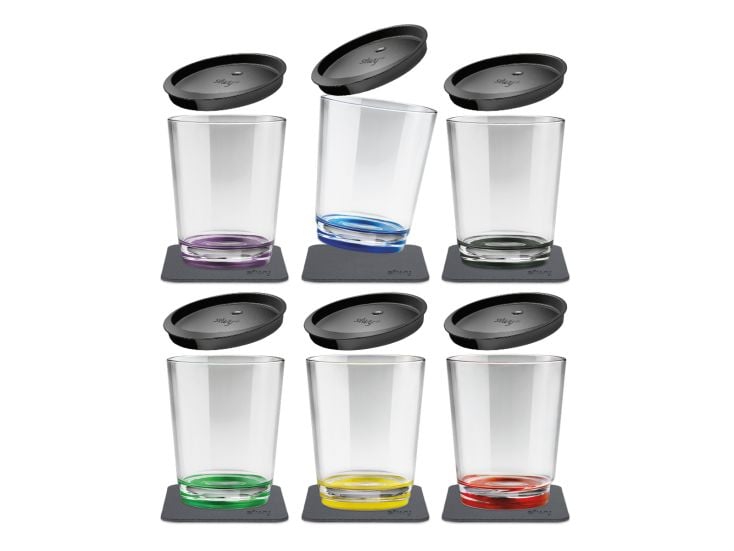 silwy 6er Set Magnet-Trinkbecher Multicolour mit Deckel