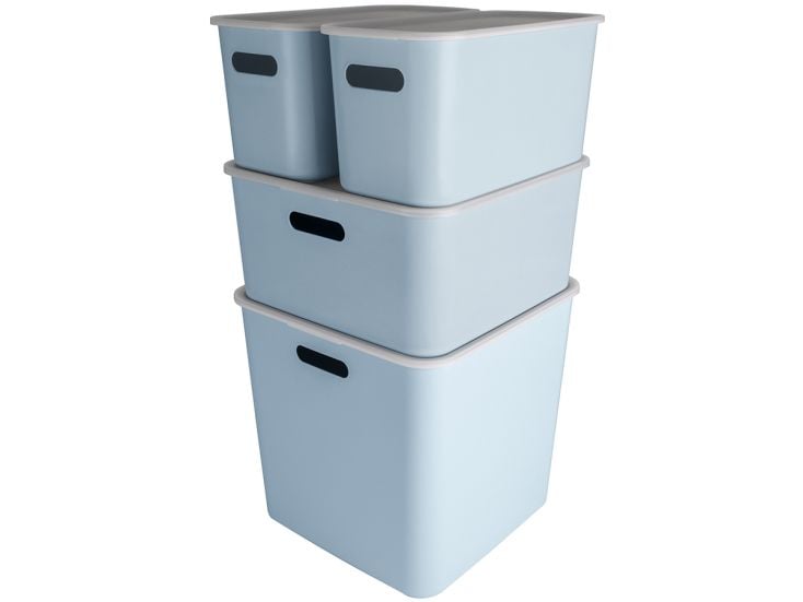 Sunware Sigma home 4er-Set cube boxen mit Deckeln -blau