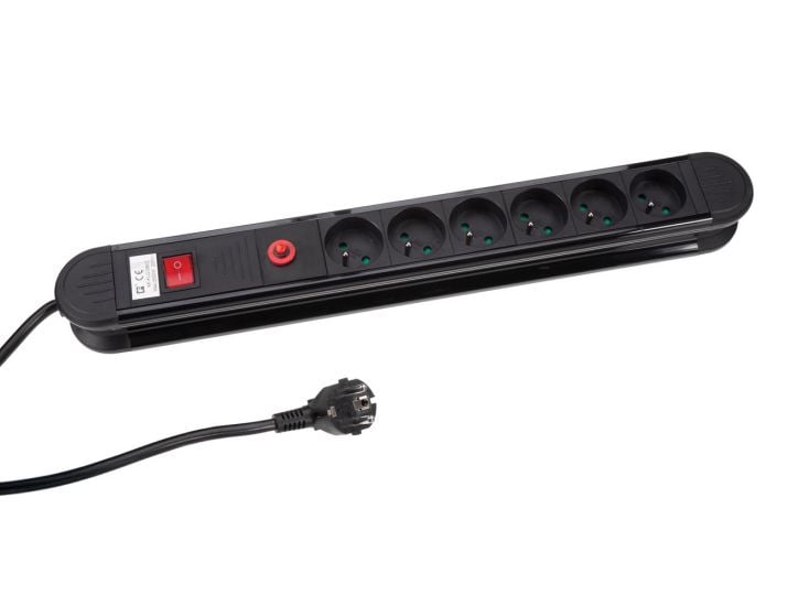 Perel EBP06N 6-fach Steckdosenleiste mit Schalter - 1,5 Meter