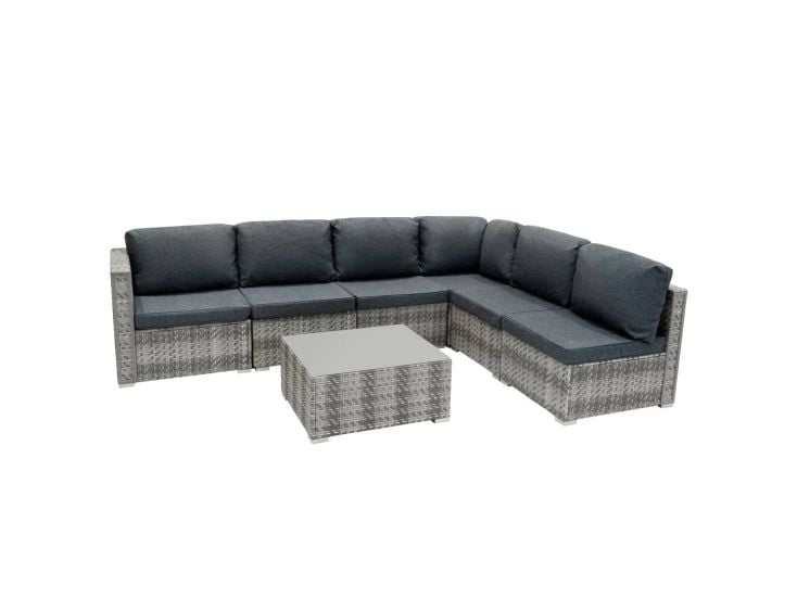 Rattan Modular 7-teiliges Möbelset – Grau