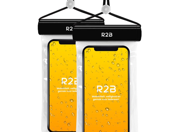R2B Wasserdichte Telefonhülle mit Kabel - 2 Stück