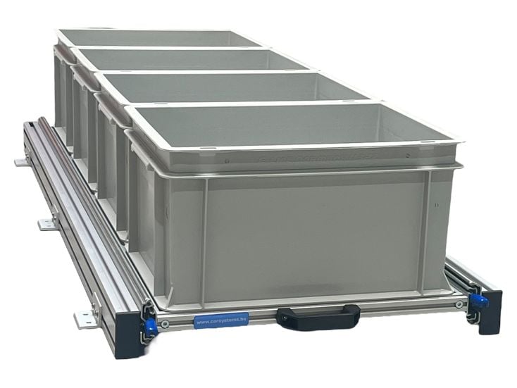 Aluminium Schiebeframe 120x40 cm mit 4 offenen Boxen