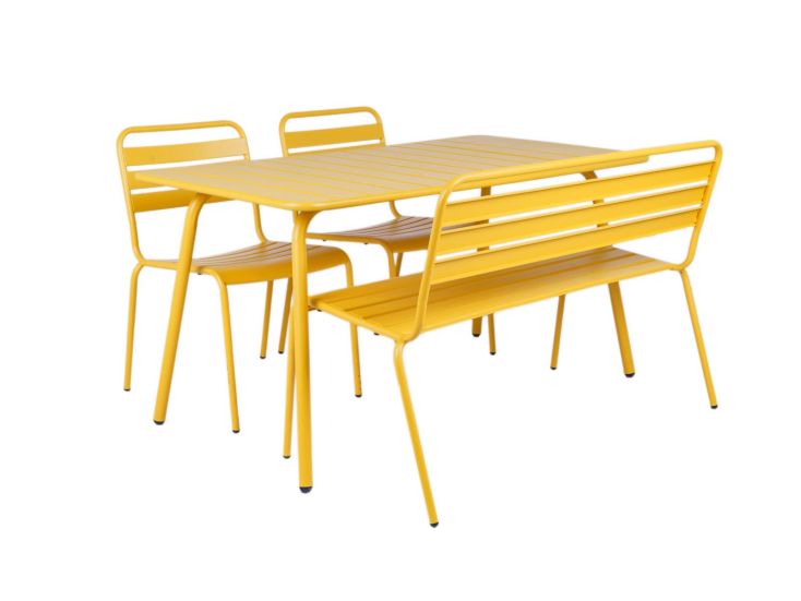 MaximaVida Max 150 cm Gartenset mit 2 Stühlen und Bank - Yellow
