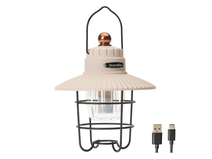 Skandika Soroya Retro-LED-Campinglampe mit Powerbank - Beige
