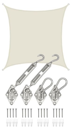 AMANKA 4x4 Wasserdichtes Beige Sonnensegel mit Befestigung