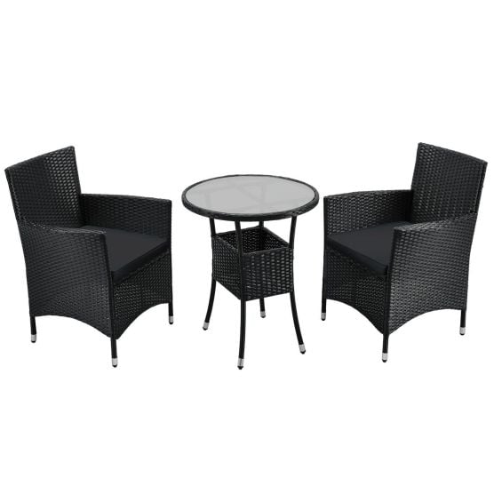 Bayamo Polyrattan schwarz graue Balkon Set