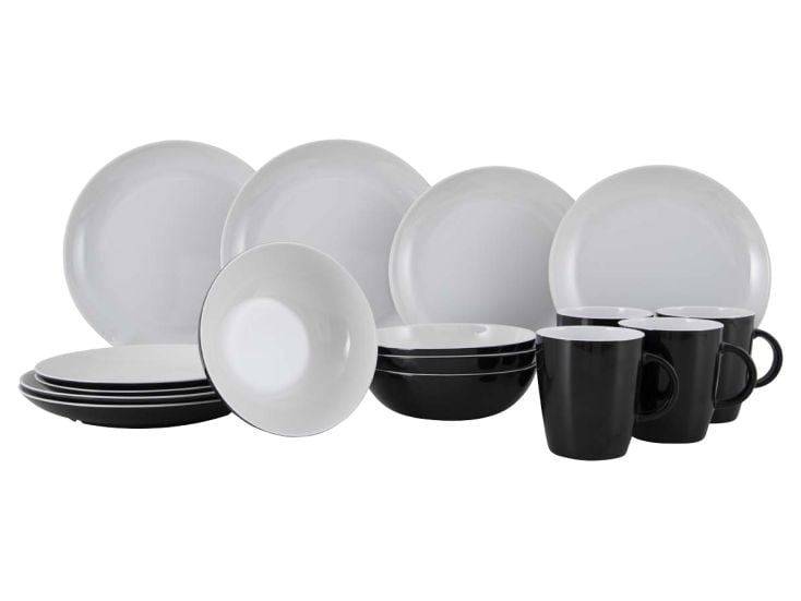 Gimex Solid Line 16-teiliges Geschirrset - Black/White