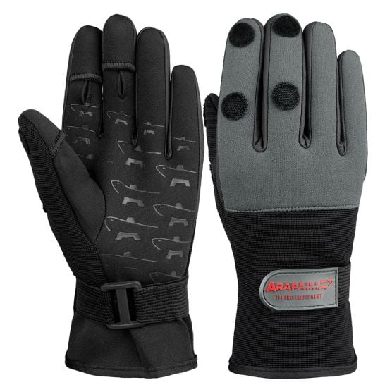 Arapaima Fishing Equipment GreyBlack Neopren Angelhandschuhe