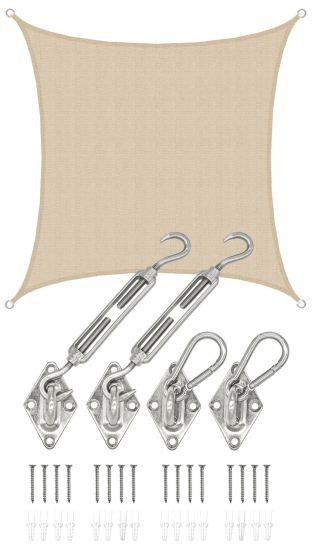 AMANKA 2 x 2 atmungsaktives UV Sonnensegel - Beige