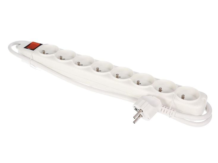 Perel EWS8W 8-fach Steckdosenleiste mit Schalter - 1,5 Meter