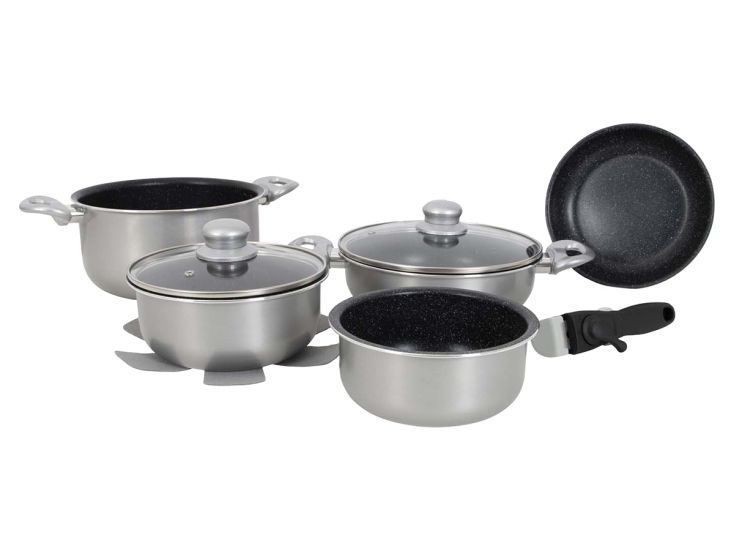 Gimex 8-teiliges Induktionstopfset - Silver