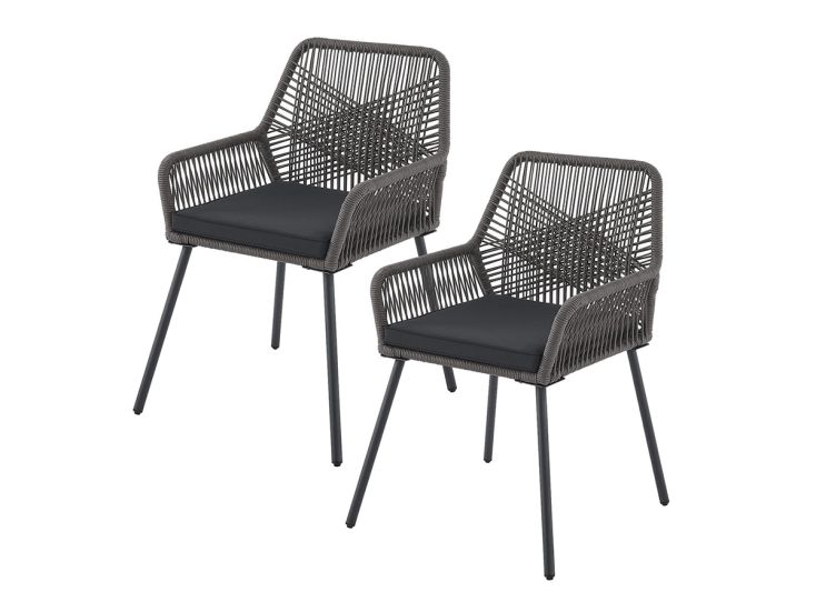 Juskys Kastos Set von 2 Gartenstühle mit Sitzkissen - Grey