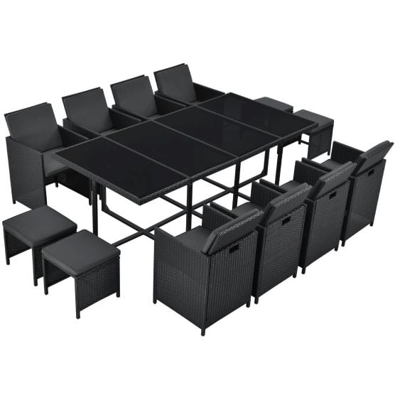 Baracoa XXL Polyrattan schwarzes Diningset