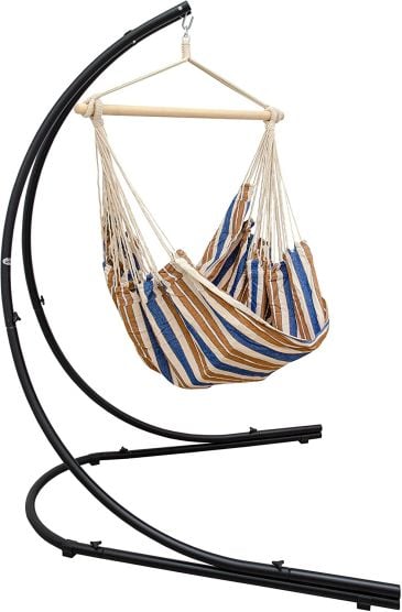 AMANKA XXL Hängesessel mit Gestell - Striped Brown