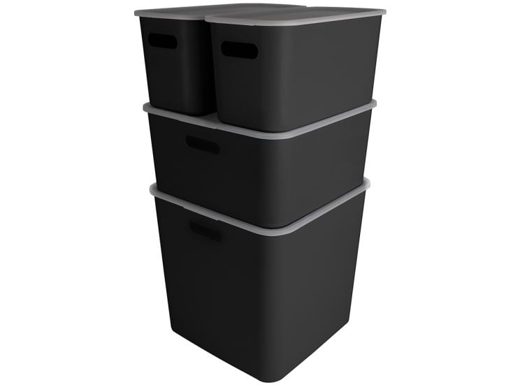 Sunware Sigma home 4er-Set cube boxen mit Deckeln - schwarz