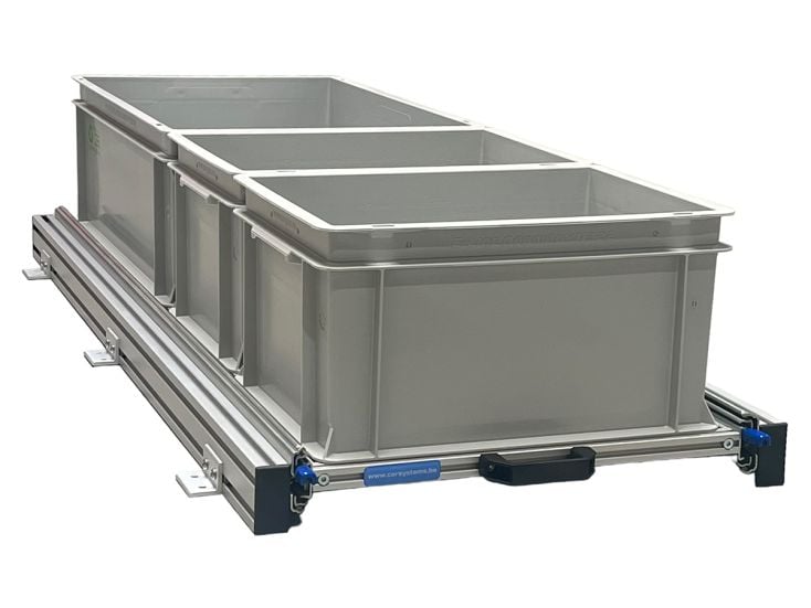 Aluminium Schiebeframe 120x40 cm mit 3 offenen Boxen