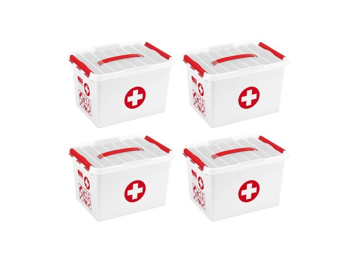 Sunware Q-line 22 Liter Erste-Hilfe Box mit Einsatz - Set von 4