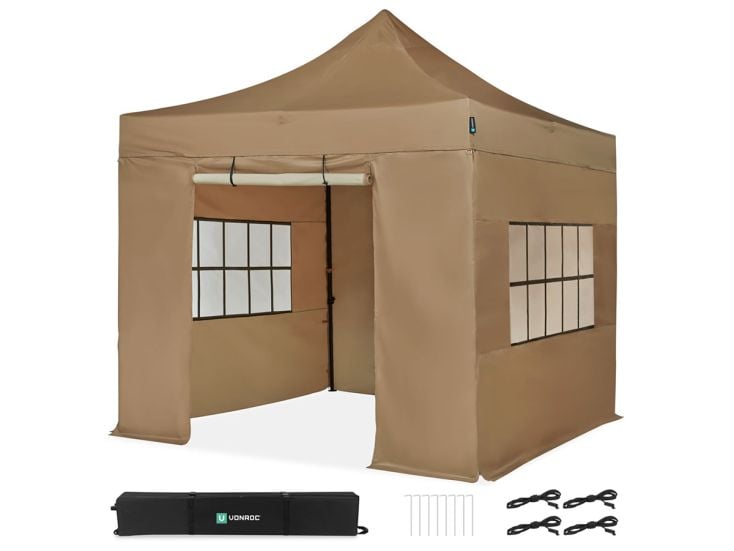 VONROC Premium 3 x 3 easy-up Partyzelt mit Seitenwände - Beige