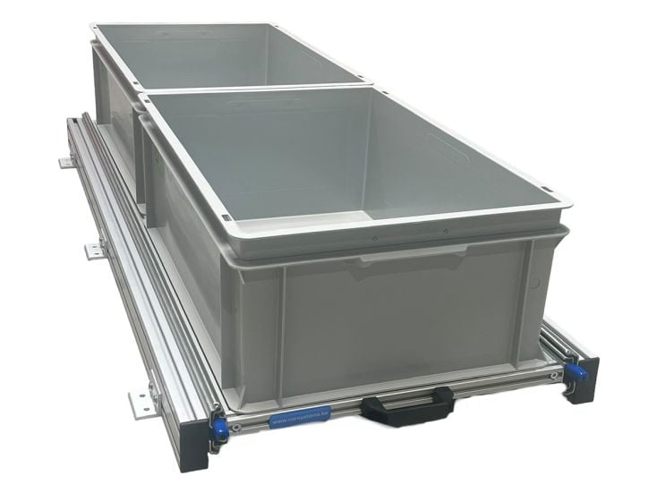 Aluminium Schiebeframe 120x40 cm mit 2 offenen Boxen