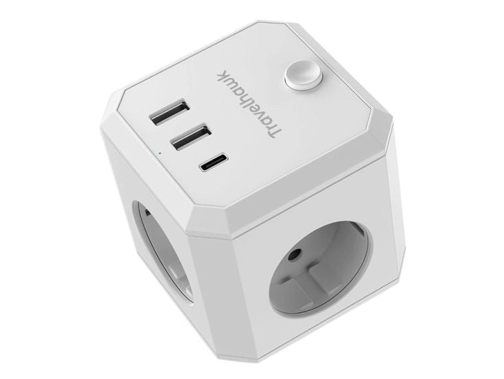 Travelhawk 7-in-1 USB Steckdosenadapter - White