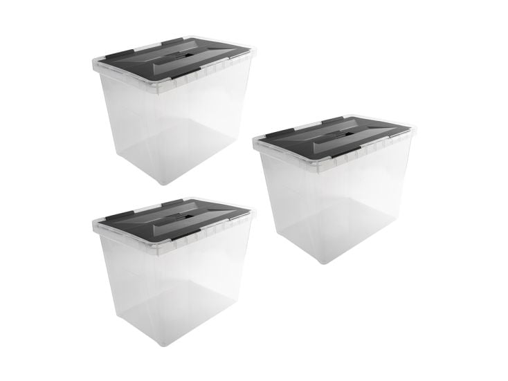 Sunware Onyx 40 liter Transparent Aufbewahrungsbox - Set von 3