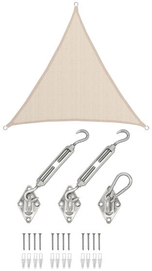 AMANKA 2 x 2 x 2 Wasserdichtes Sonnensegel + Befestigung - Beige