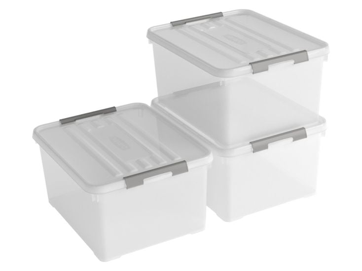 Curver Handy+ 35 Liter Aufbewahrungsbox mit Deckel - 3 Stück