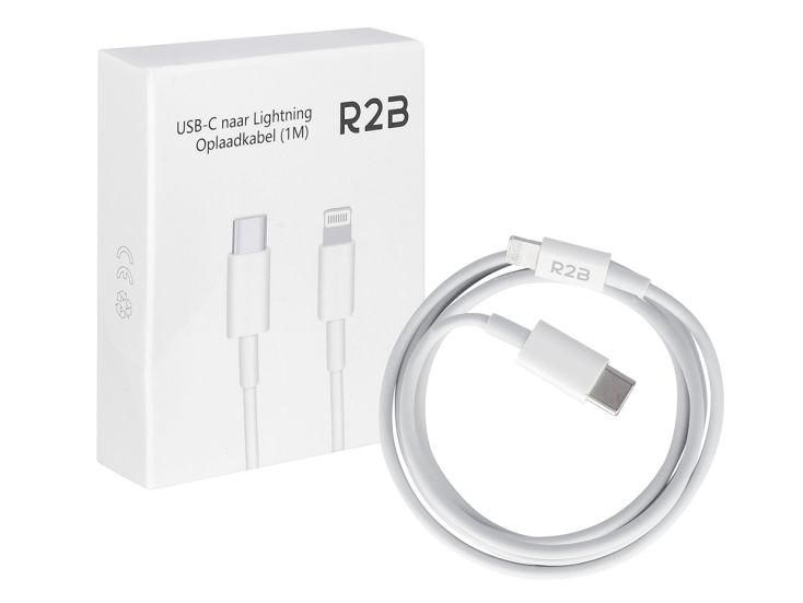 R2B 1 Meter Weißes USB-C zu Lightning Kabel