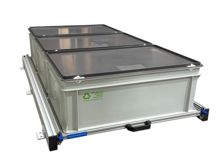 Aluminium 120 x 60 cm Heckauszug mit 3 geschlossenen Boxen