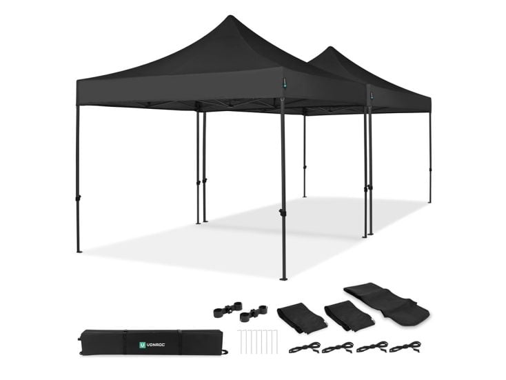 VONROC Premium 6x3 easy-Up Partyzelt mit verbindungs-set - Black
