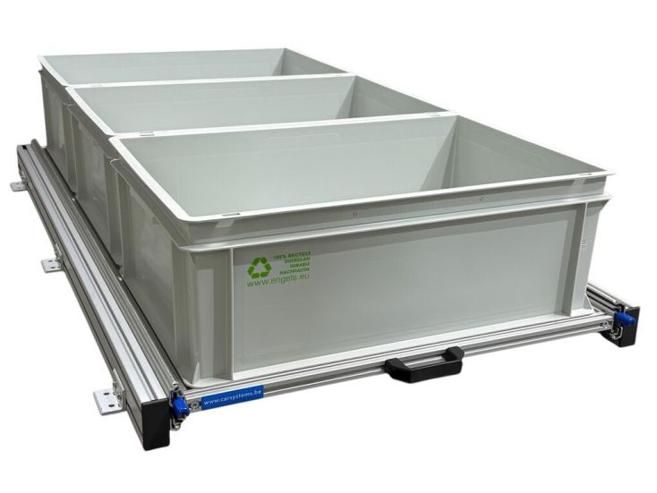 Aluminium 120 x 60 cm Heckauszug mit 3 offenen Boxen