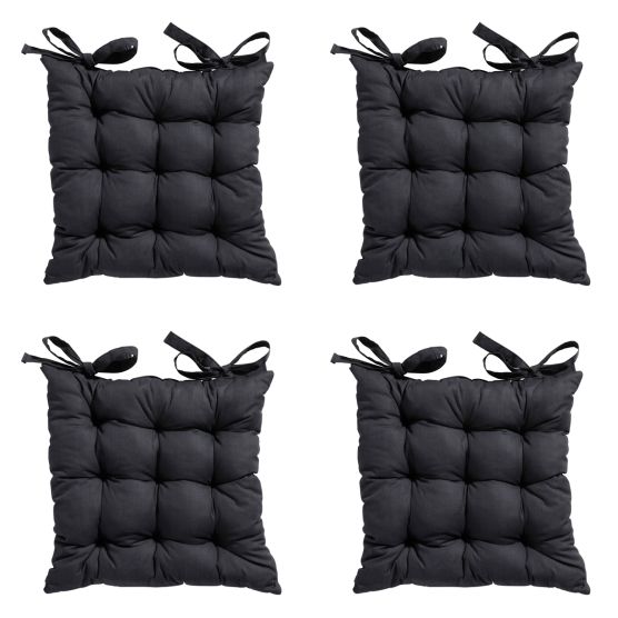 Madison Basic schwarzes Sitzkissen - 4er Set