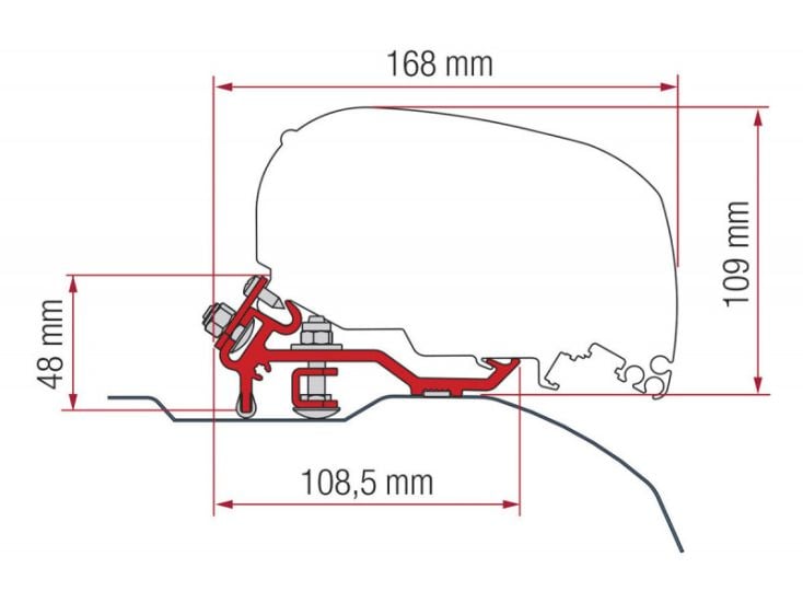 Fiamma F80 Adapter Ducato L2/L3 H2 > 2006 Low Profile