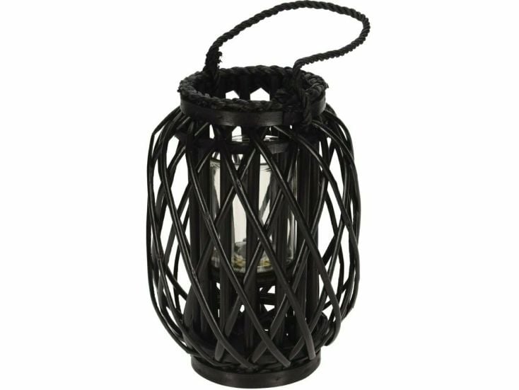 H & S Decoration Ø 23 x 30 cm Weidenlaterne - Black