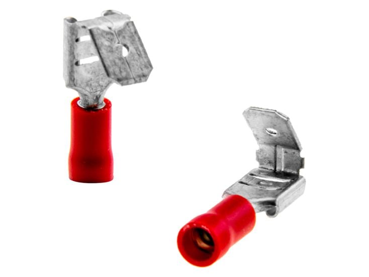 Flachsteckerhülse mit Steckverbindung Female mit Male Verteiler - Red