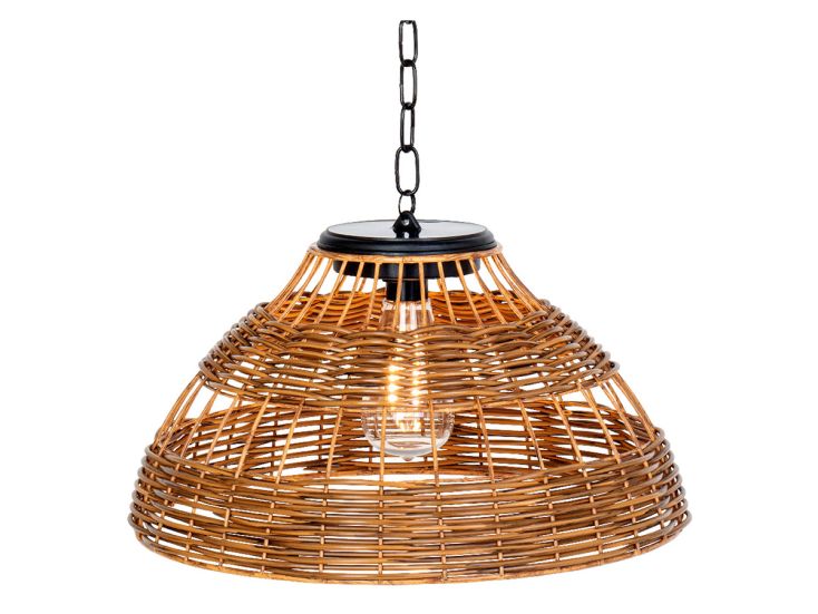 Lumineo Natural Rattan Solar-Hängelampe