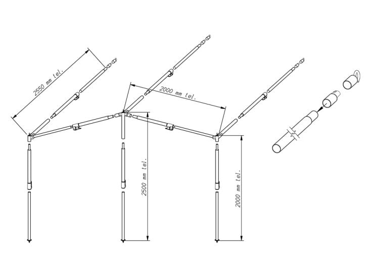 Zweite Chance Piper Sonnendach Gestänge PowerGrip Aluminium 28 mm Größe 2 - 7