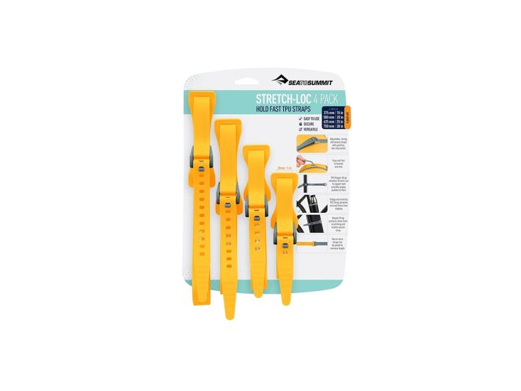 Sea To Summit Stretch-Lock TPU-Gurte 4 Stück – Yellow