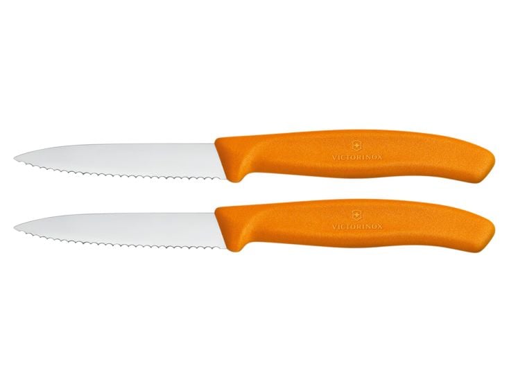 Victorinox Swiss Classic Wellenschliff Gemüsemesser-Set - Orange