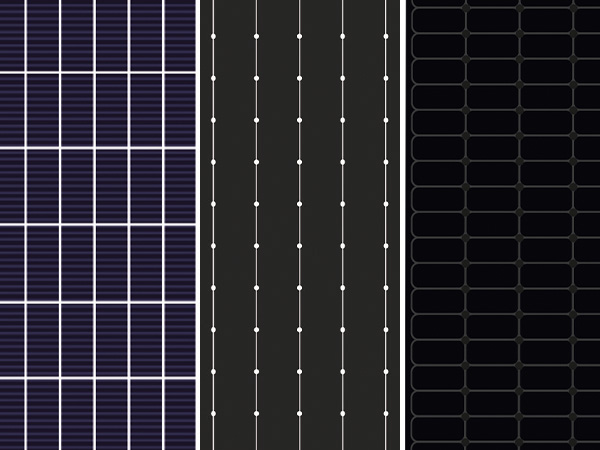 Drei Arten von Solarpanels