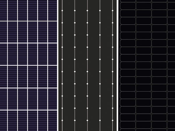 Drei Arten von Solarpanels